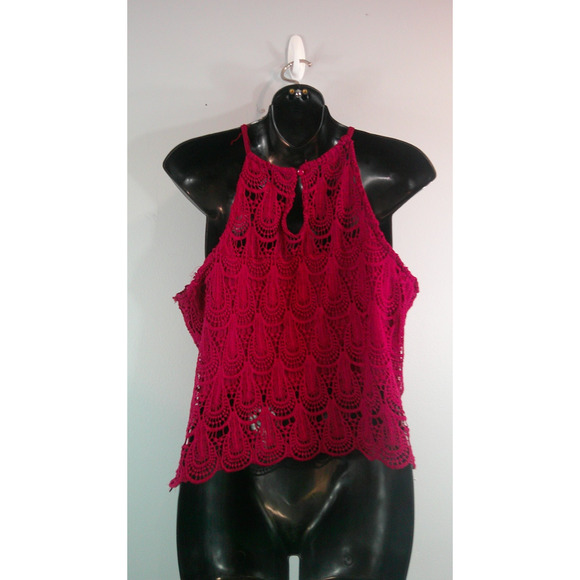 Womens Sz XL RUE 21 Machine Crocheted Crop Tank w/lining - Picture 2 of 3